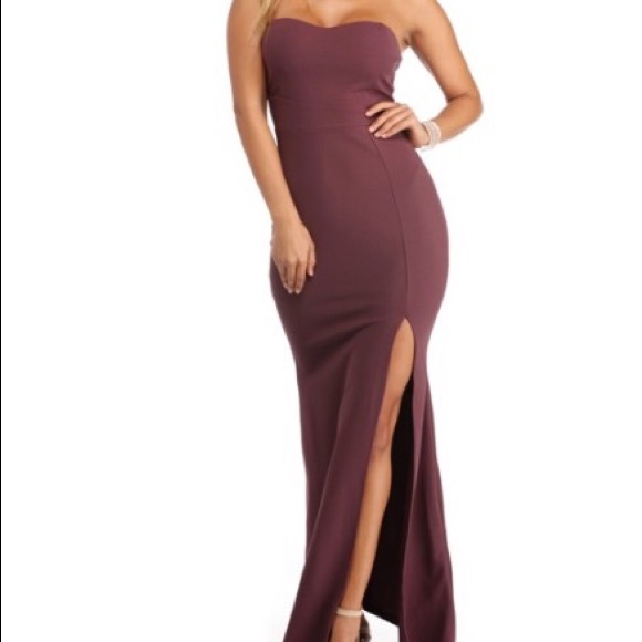 mauve strapless dress